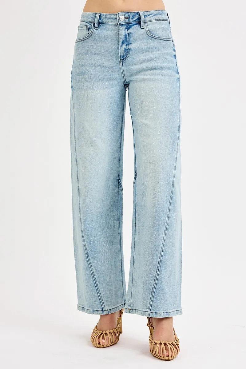 Kvinders Mid Rise Fit Barrel Jeans Stræk Bomuld