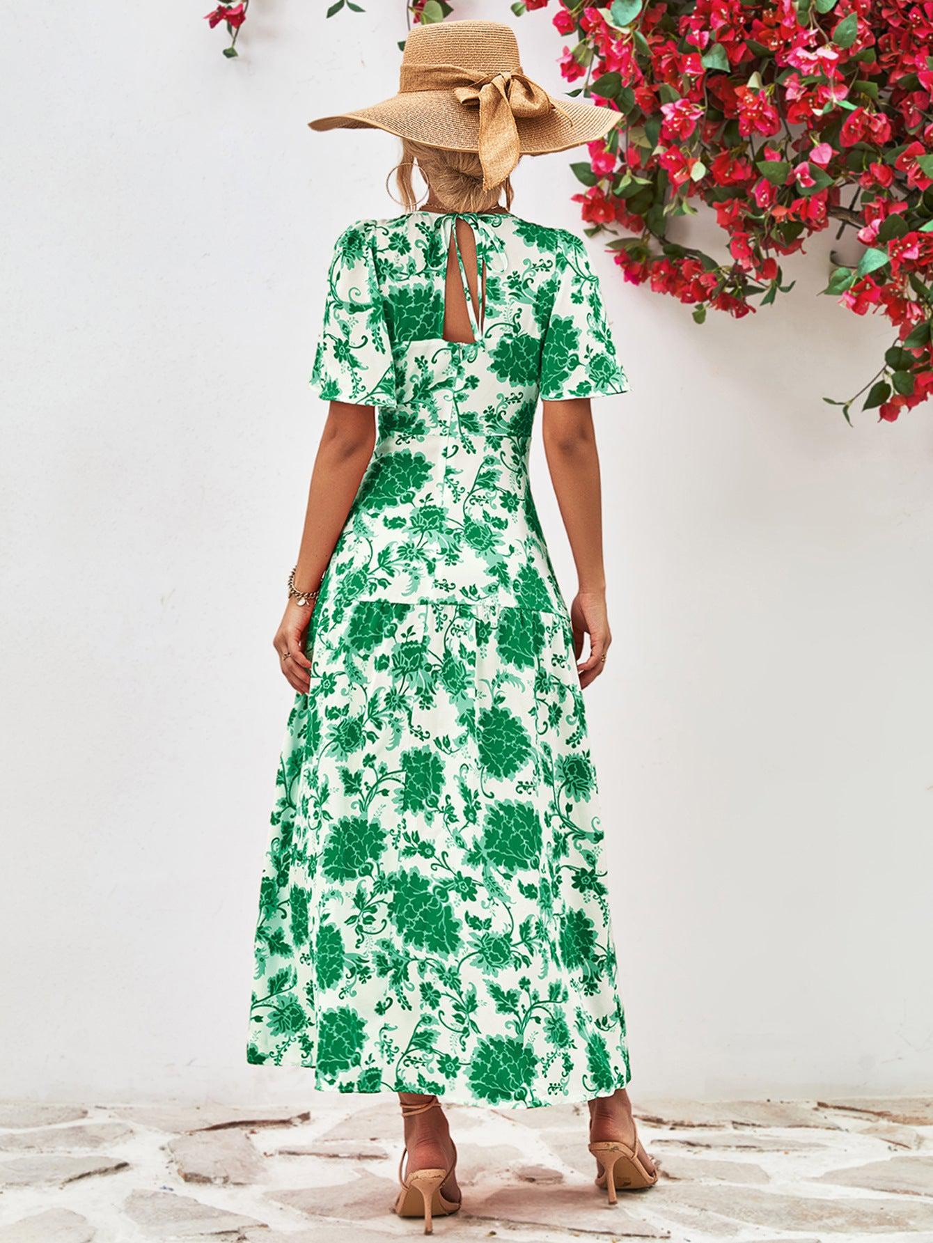 Kvinders Midi Kjole A-Line Blomsterprint Spandex