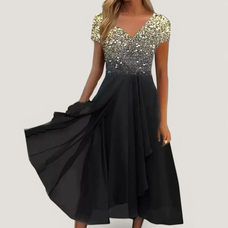 Kvinders Midi Kjole Blomstret Chiffon
