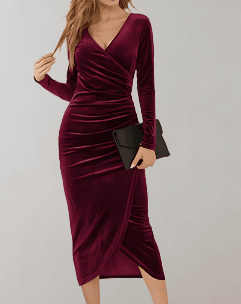 Kvinders Midi Kjole Bodycon Velour