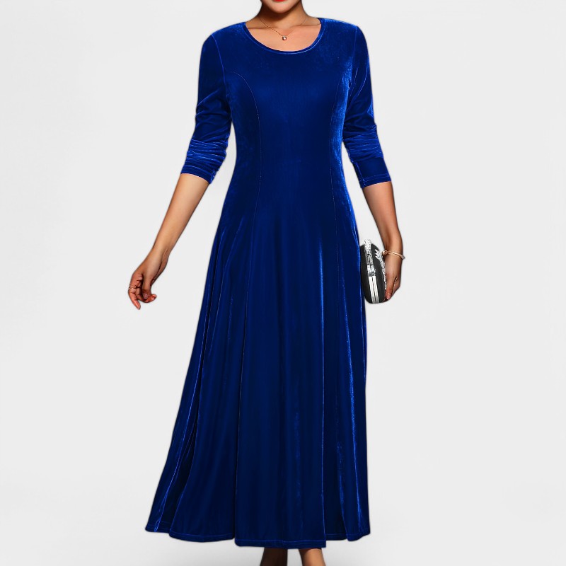 Kvinders Midi Kjole Langærmet Elegant Polyester