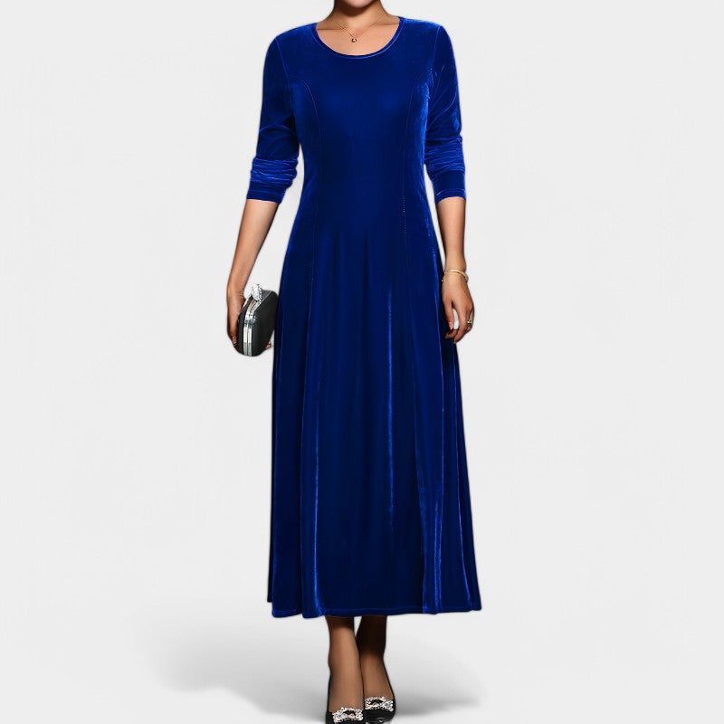 Kvinders Midi Kjole Langærmet Elegant Polyester