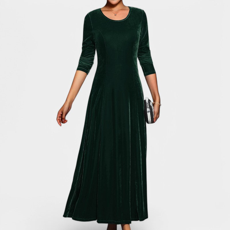 Kvinders Midi Kjole Langærmet Elegant Polyester