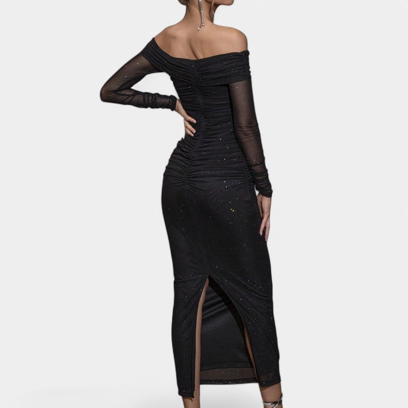 Kvinders Off-Shoulder Kjole med Lange Ærmer