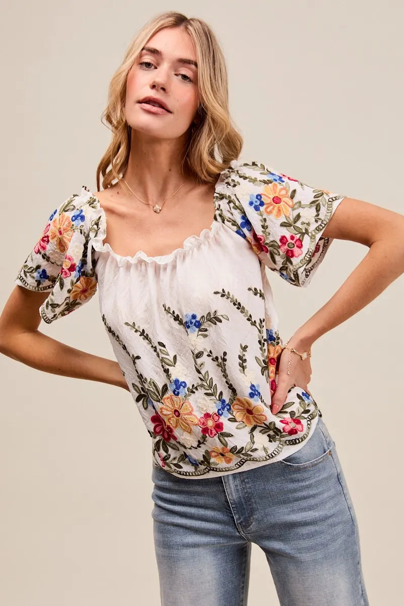 Kvinders Off The Shoulder Bluse Broderet Rayon
