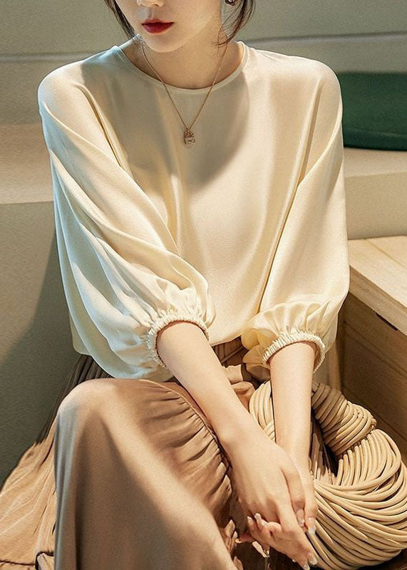 Kvinders Oversized Bluse med O-hals og Batwing ærmer