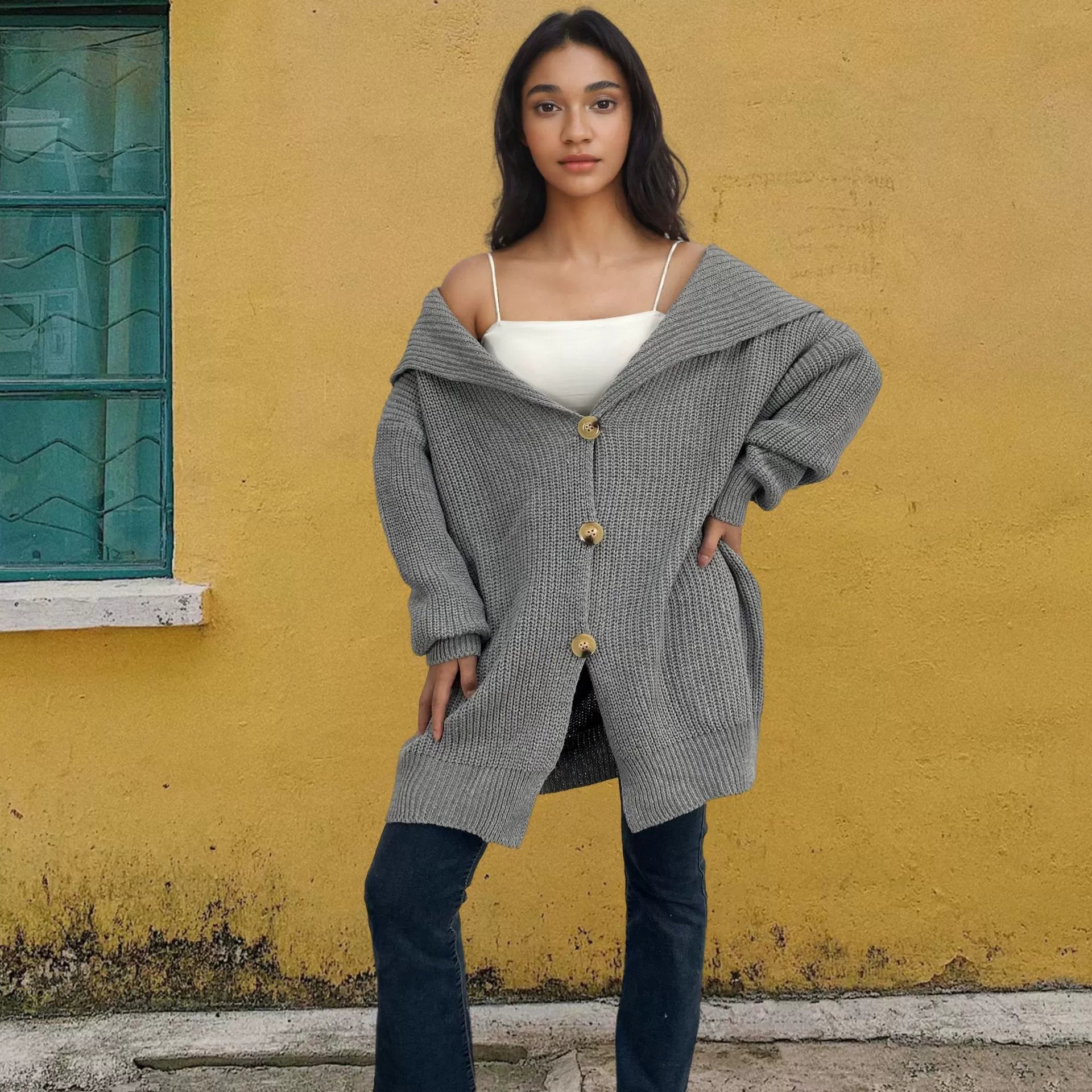 Kvinders Oversized Cardigan Strikket Uld