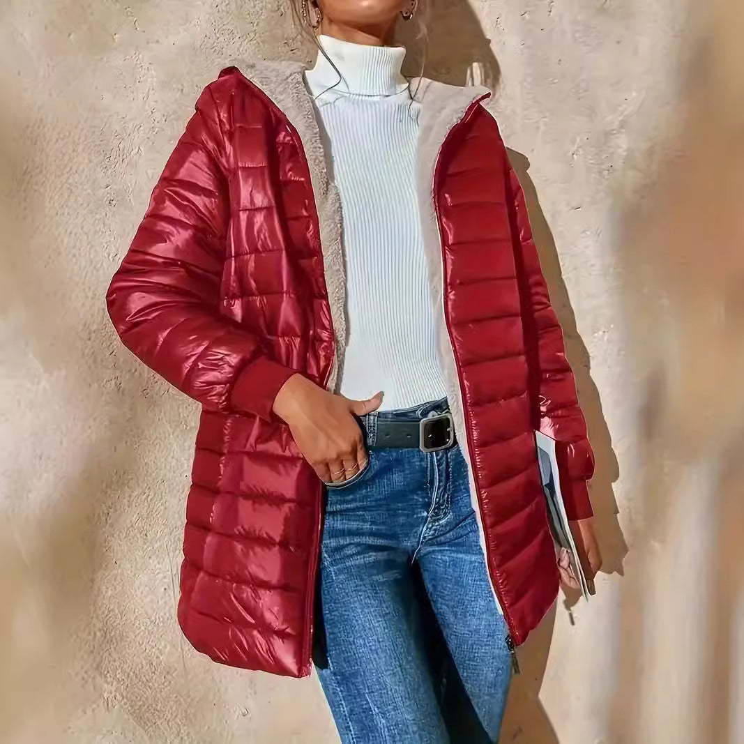 Kvinders Quilted Jakke Med Hætte