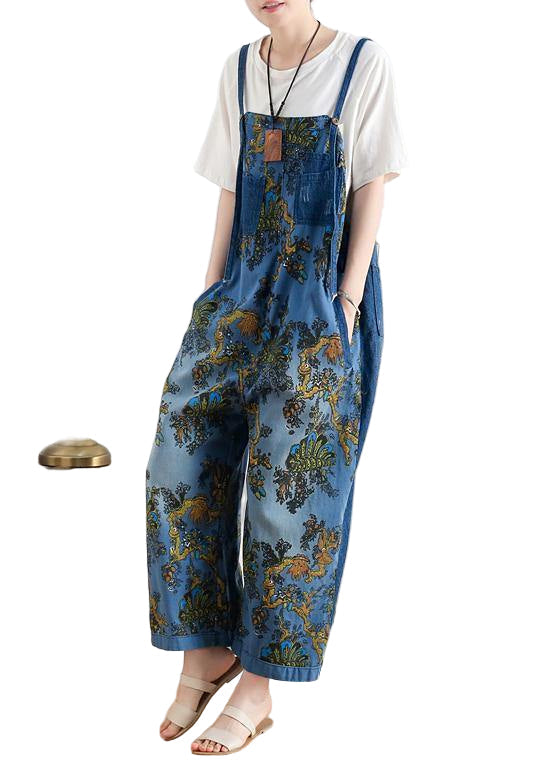 Kvinders Retro Etnisk Stil Denim Overalls