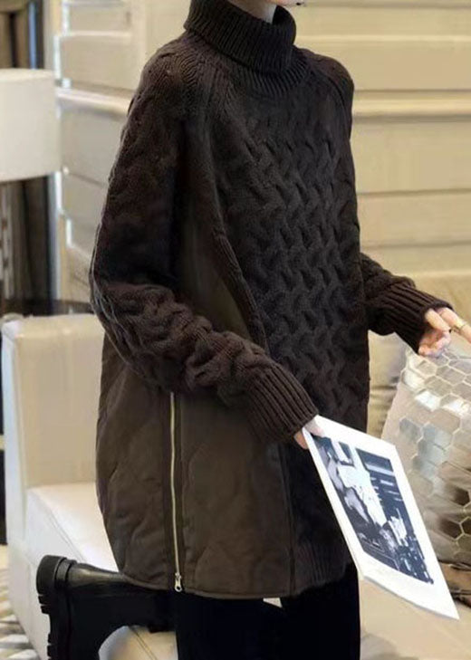 Kvinders Rullekrave Trøje med Patchwork Design