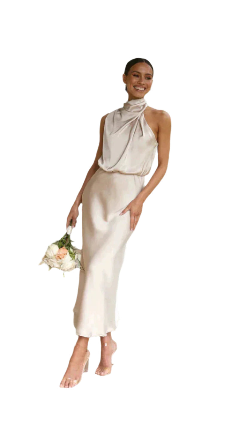 Kvinders Satin Maxi Kjole Elegant Design
