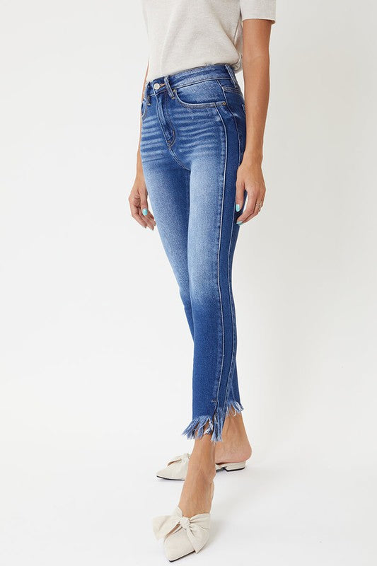 Kvinders Skinny Jeans med Høj Talje og Kantdetaljer