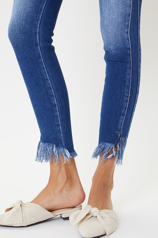 Kvinders Skinny Jeans med Høj Talje og Kantdetaljer