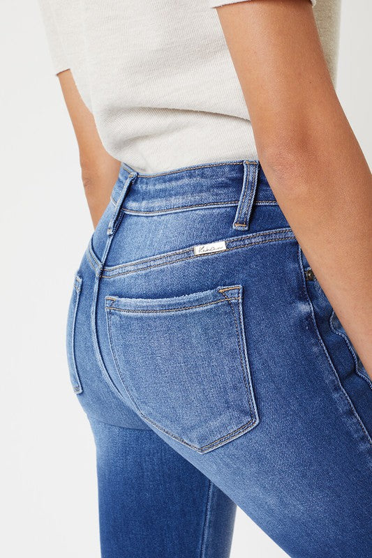 Kvinders Skinny Jeans med Høj Talje og Kantdetaljer