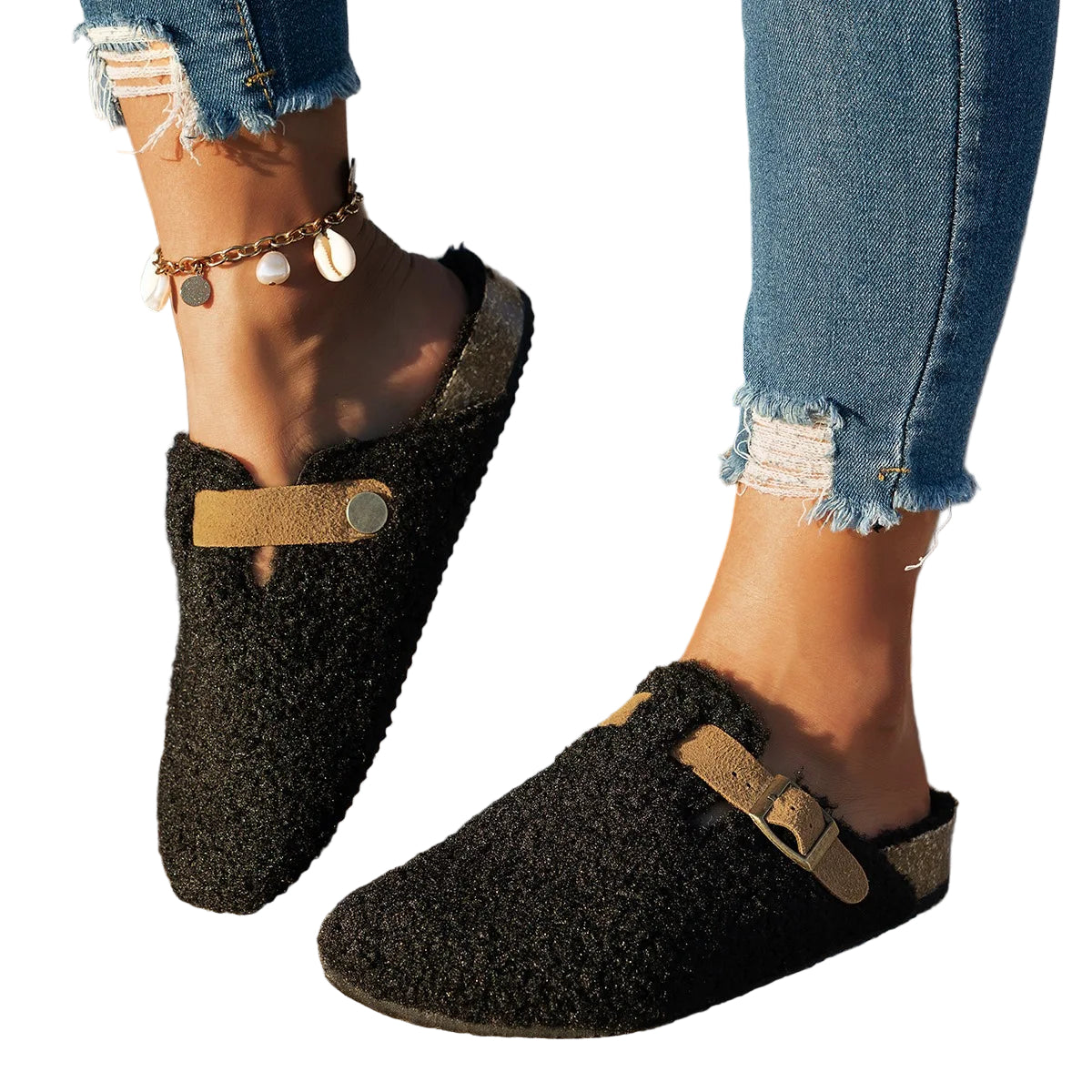 Kvinders Slip-On Sko med Spænde Detalje Komfortabel Design