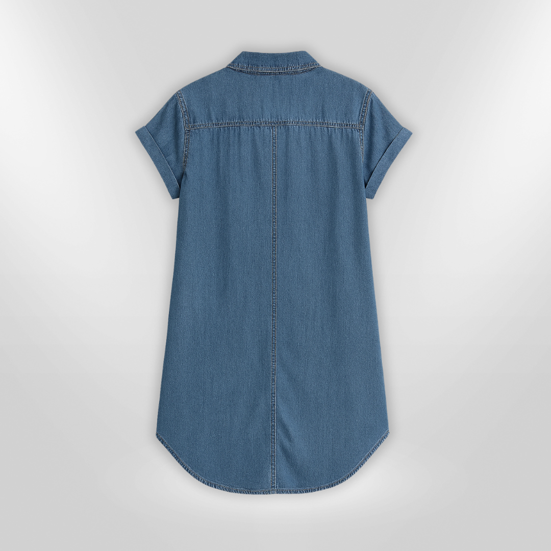 Kvinders Sommerkjole Afslappet Denim Med Knaplukning