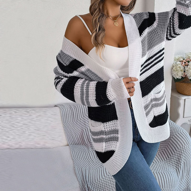 Kvinders Stribet Strik Sweater