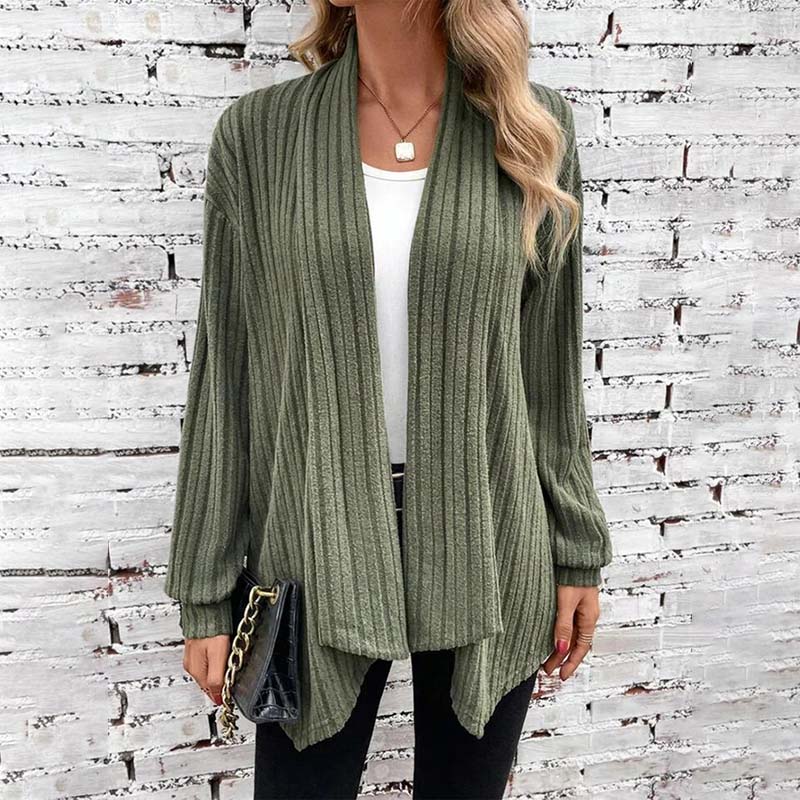 Kvinders Stribet Strik Sweater Med Unik Krave