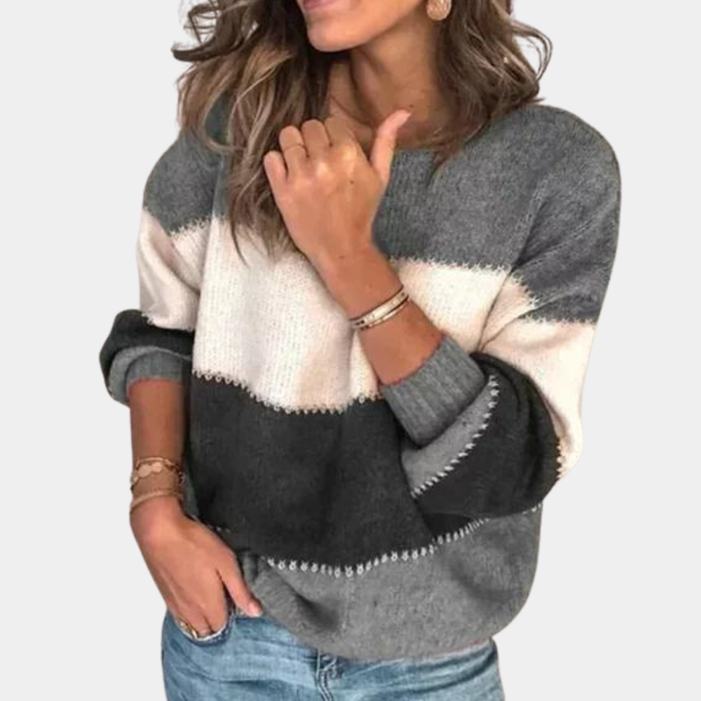 Kvinders Stribet Sweater i Klassisk Stil