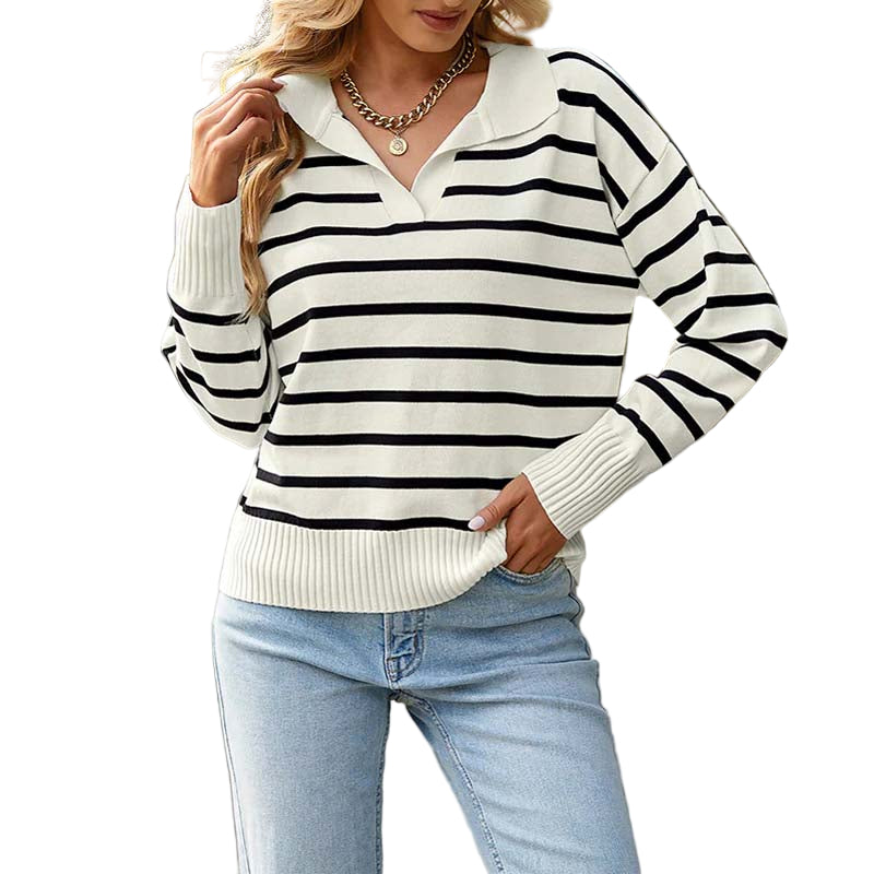 Kvinders Strik Sweater Med Striber