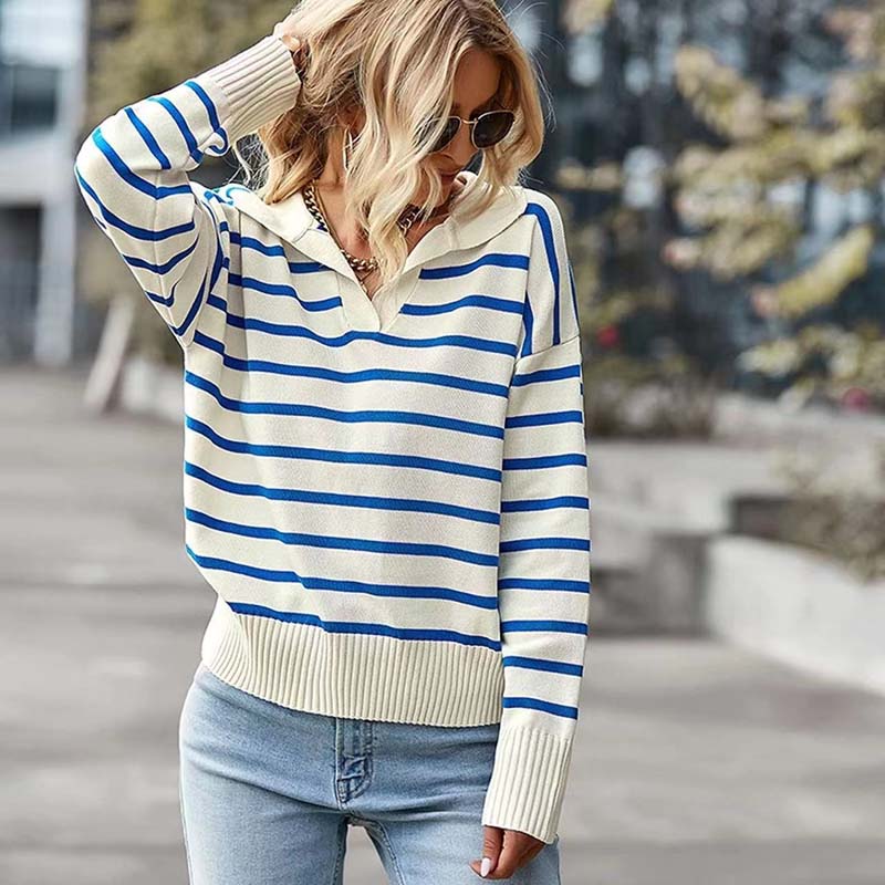 Kvinders Strik Sweater Med Striber
