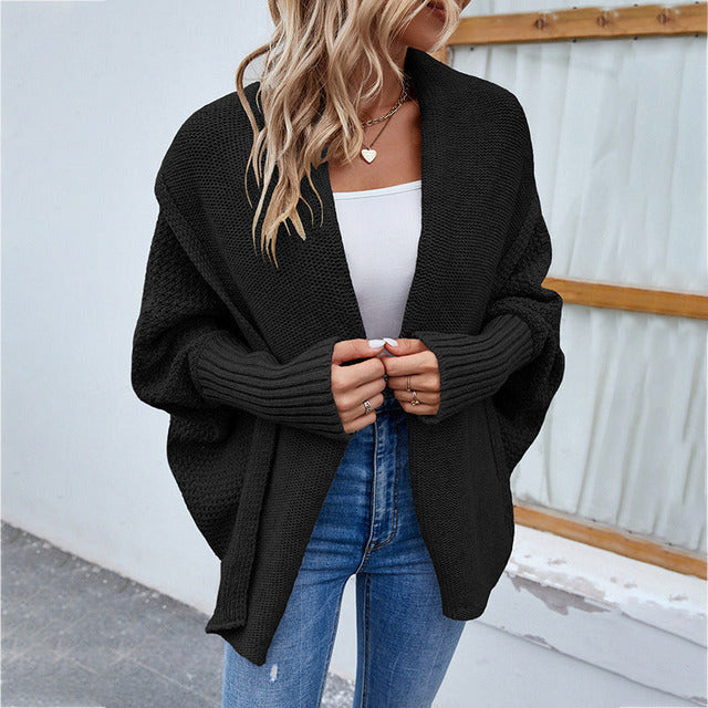 Kvinders Strikket Batwing Sweater Stilfuld