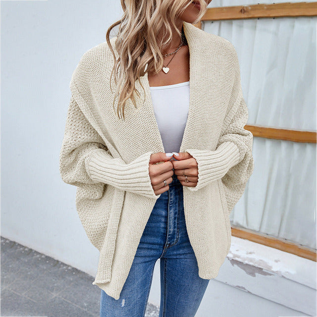 Kvinders Strikket Batwing Sweater Stilfuld