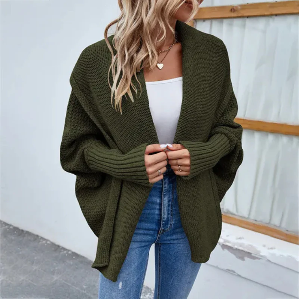 Kvinders Strikket Cardigan – Oversized Pasform – Åben Front