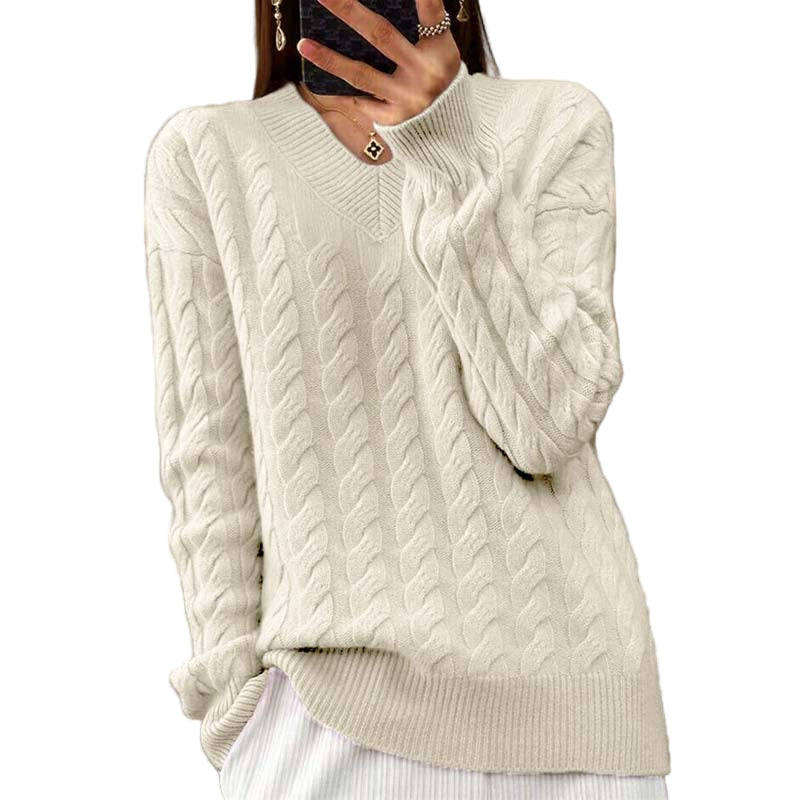 Kvinders Strikket V-hals Sweater