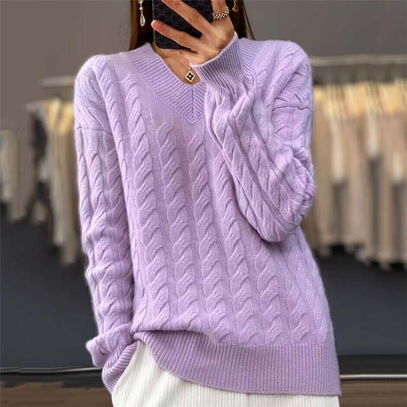 Kvinders Strikket V-hals Sweater