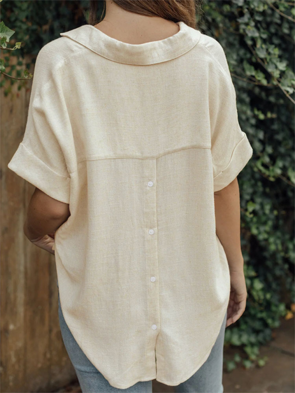 Kvinders T-shirt Casual Bomulds- og Linnedblanding