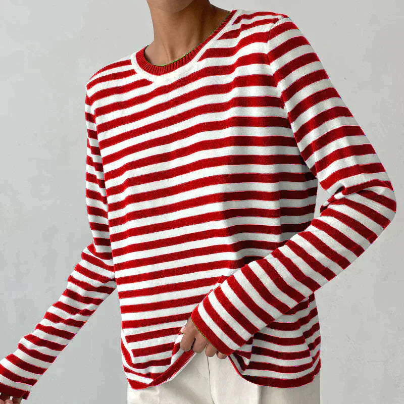 Kvinders T-shirt med Striber til Efteråret