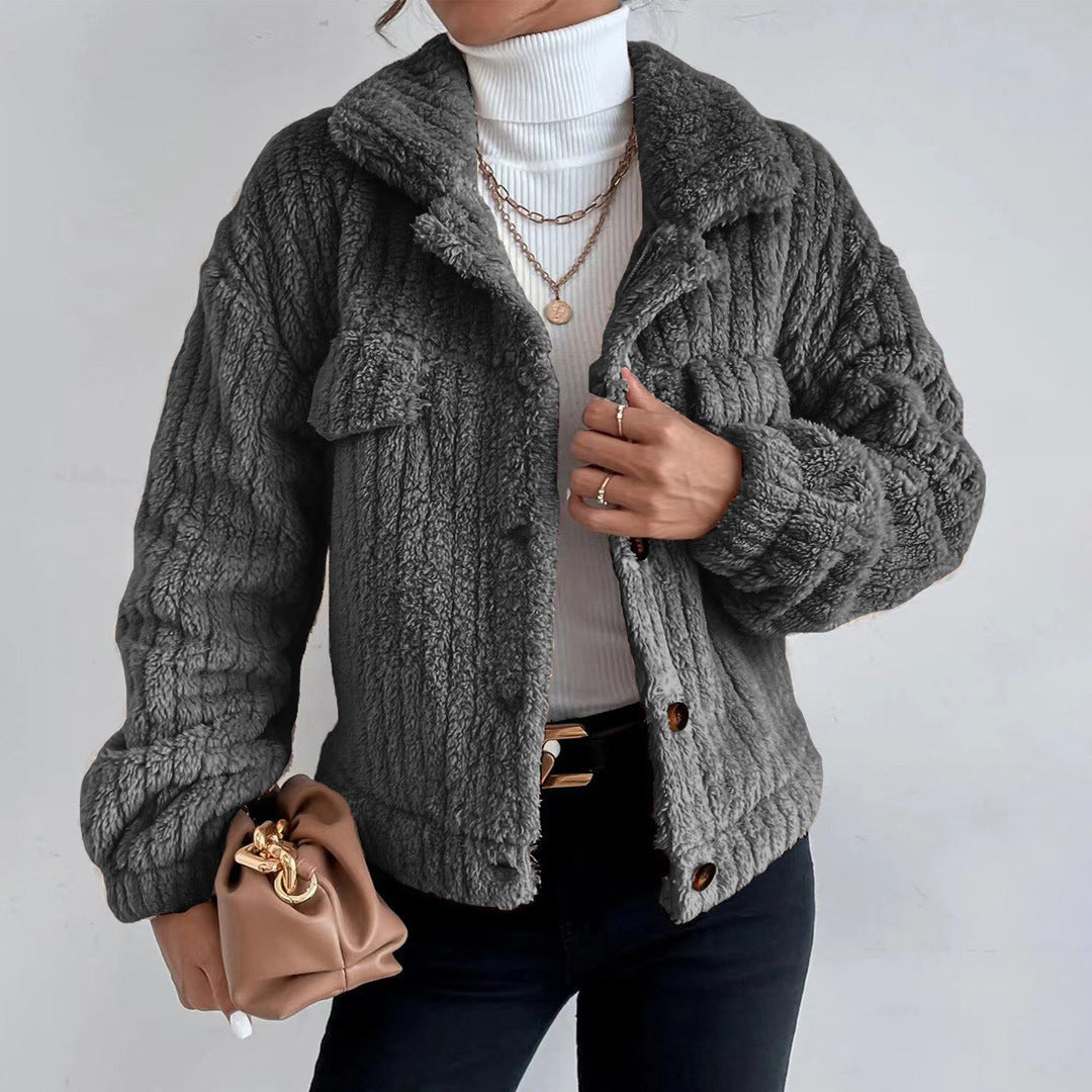 Kvinders Teddy Coat Faux Shearling Oversized Fit
