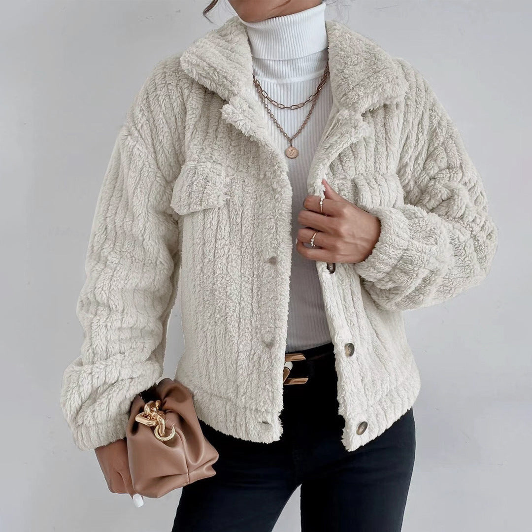 Kvinders Teddy Coat Faux Shearling Oversized Fit