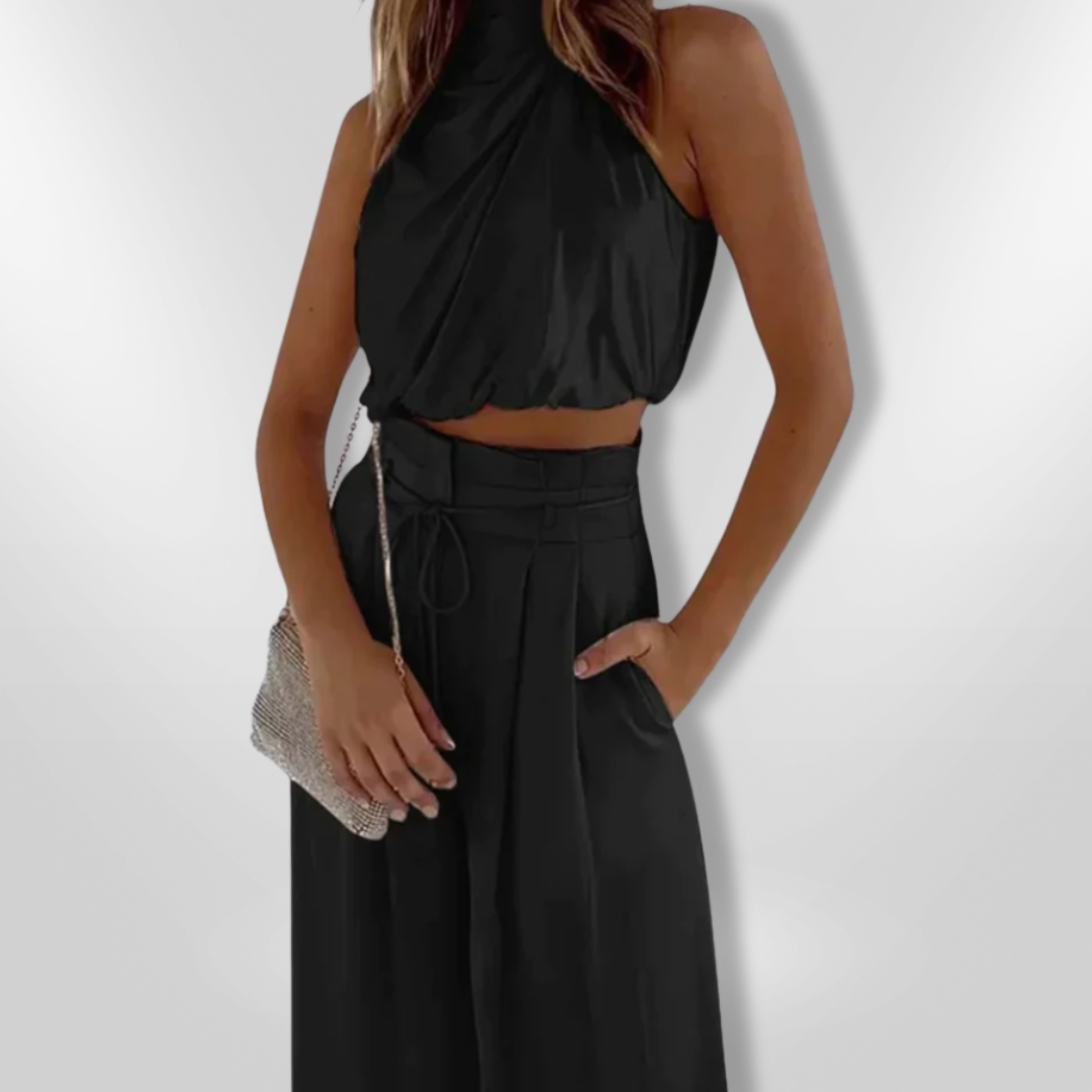 Kvinders To-delt Sæt Elegant Draperet Stil