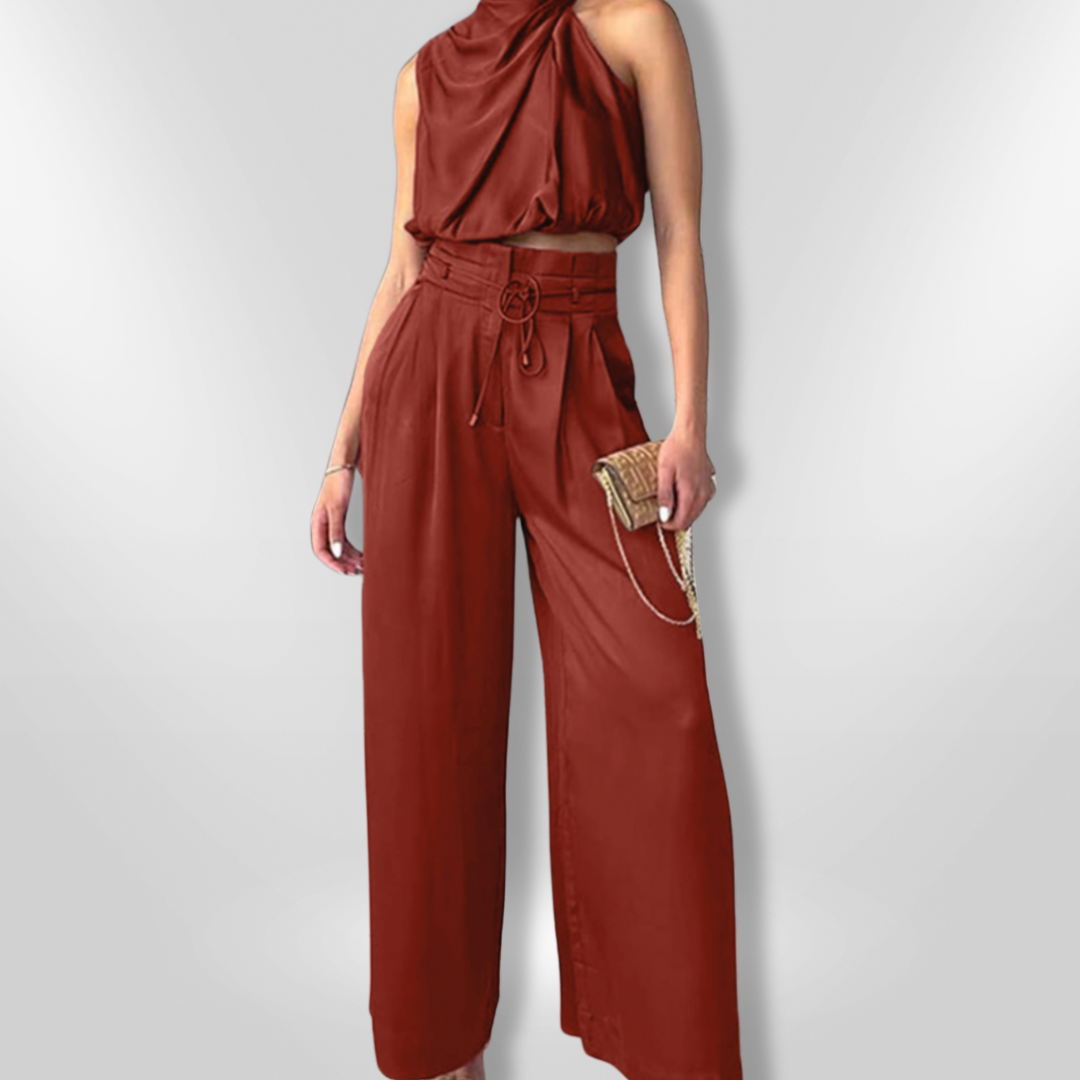 Kvinders To-delt Sæt Elegant Draperet Stil