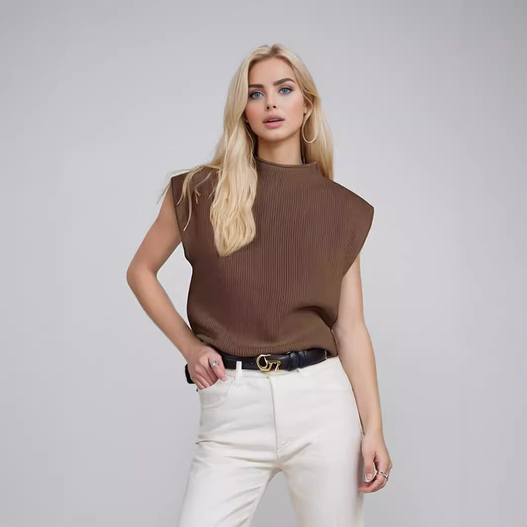 Kvinders Turtleneck Sweater Uden Ærmer i Uldblanding