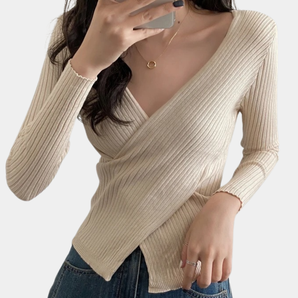 Kvinders V-hals Sweater Trendy Stil