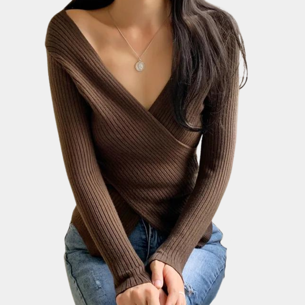 Kvinders V-hals Sweater Trendy Stil