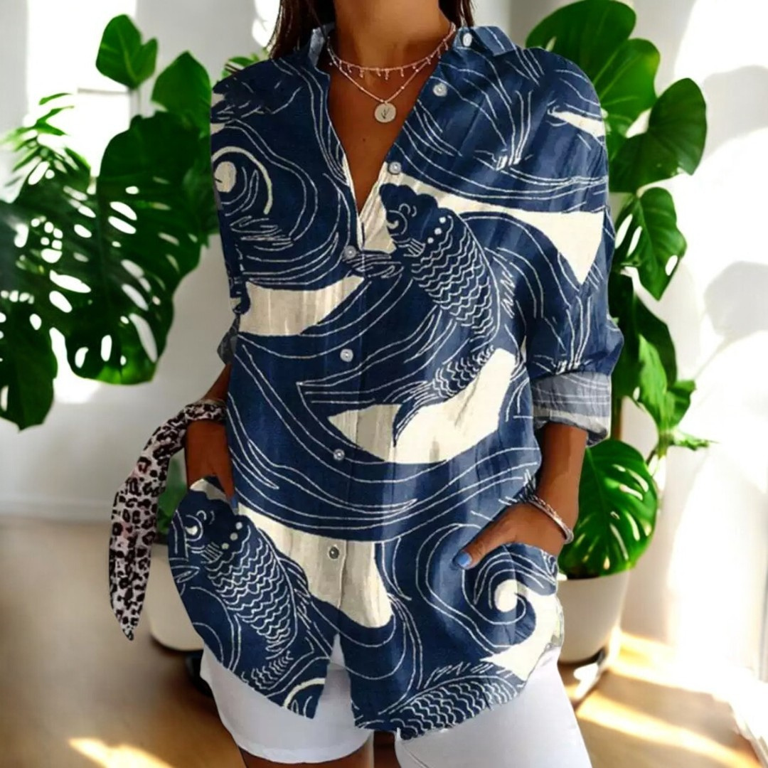 Kvinders Vintage Bluse i Smukke Farver