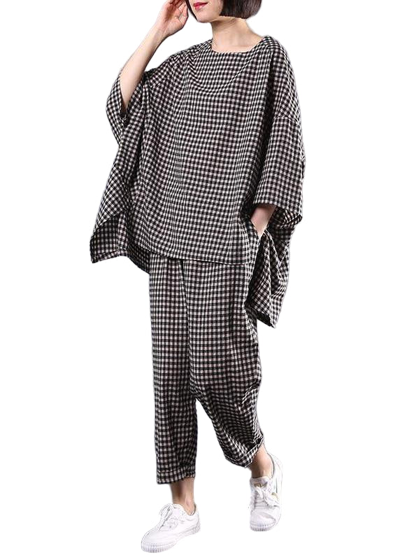 Kvinders Vintage Bluse og Bukser Sæt Chic Mønster