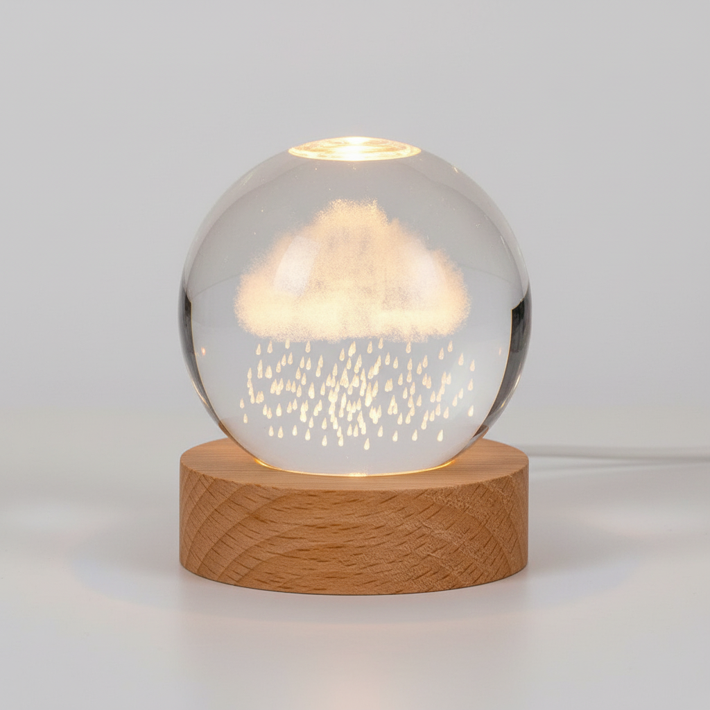AstroGlobe 3D Lampe – Kugleformet Træbordlampe med Varm LED Lys og Planetdesign