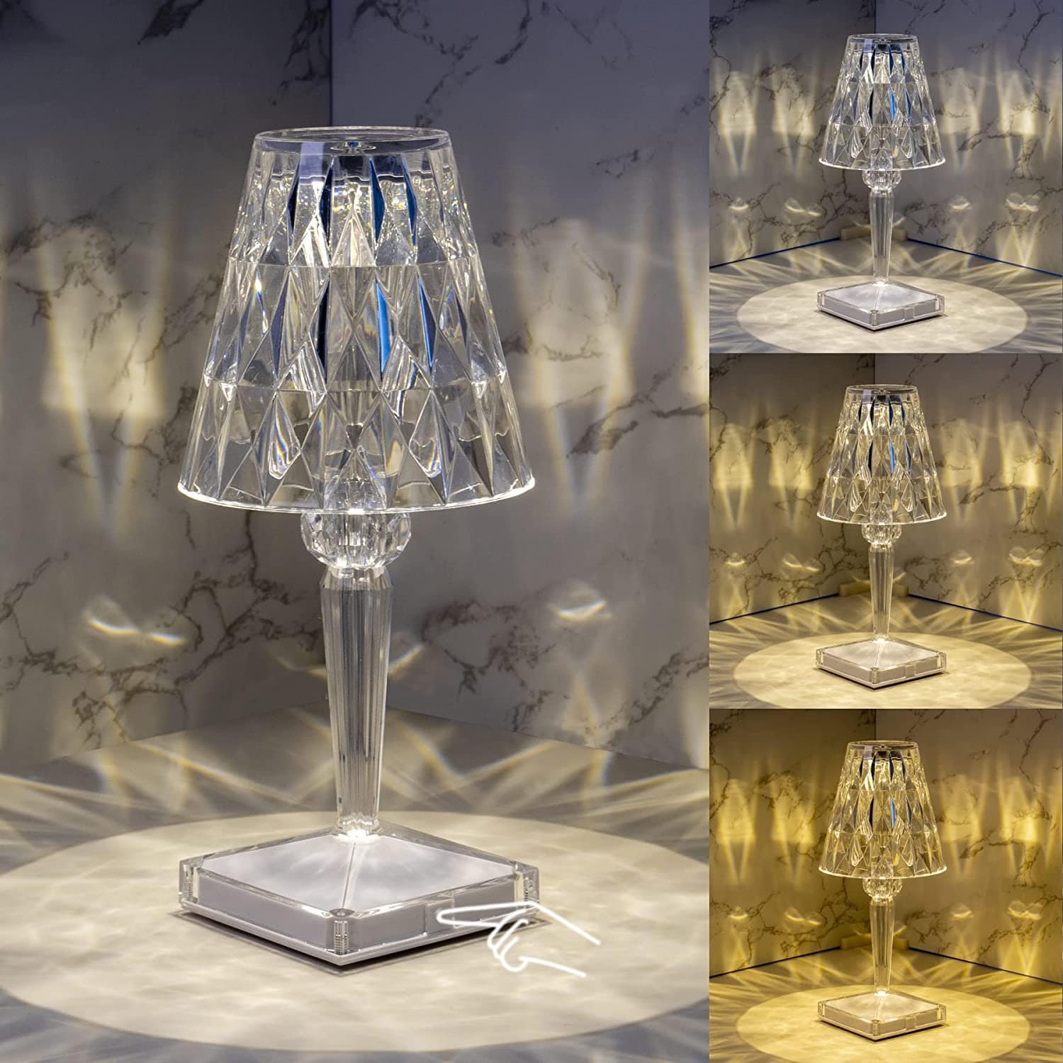 LED Bordlampe Diamant Design Justerbare Lysindstillinger