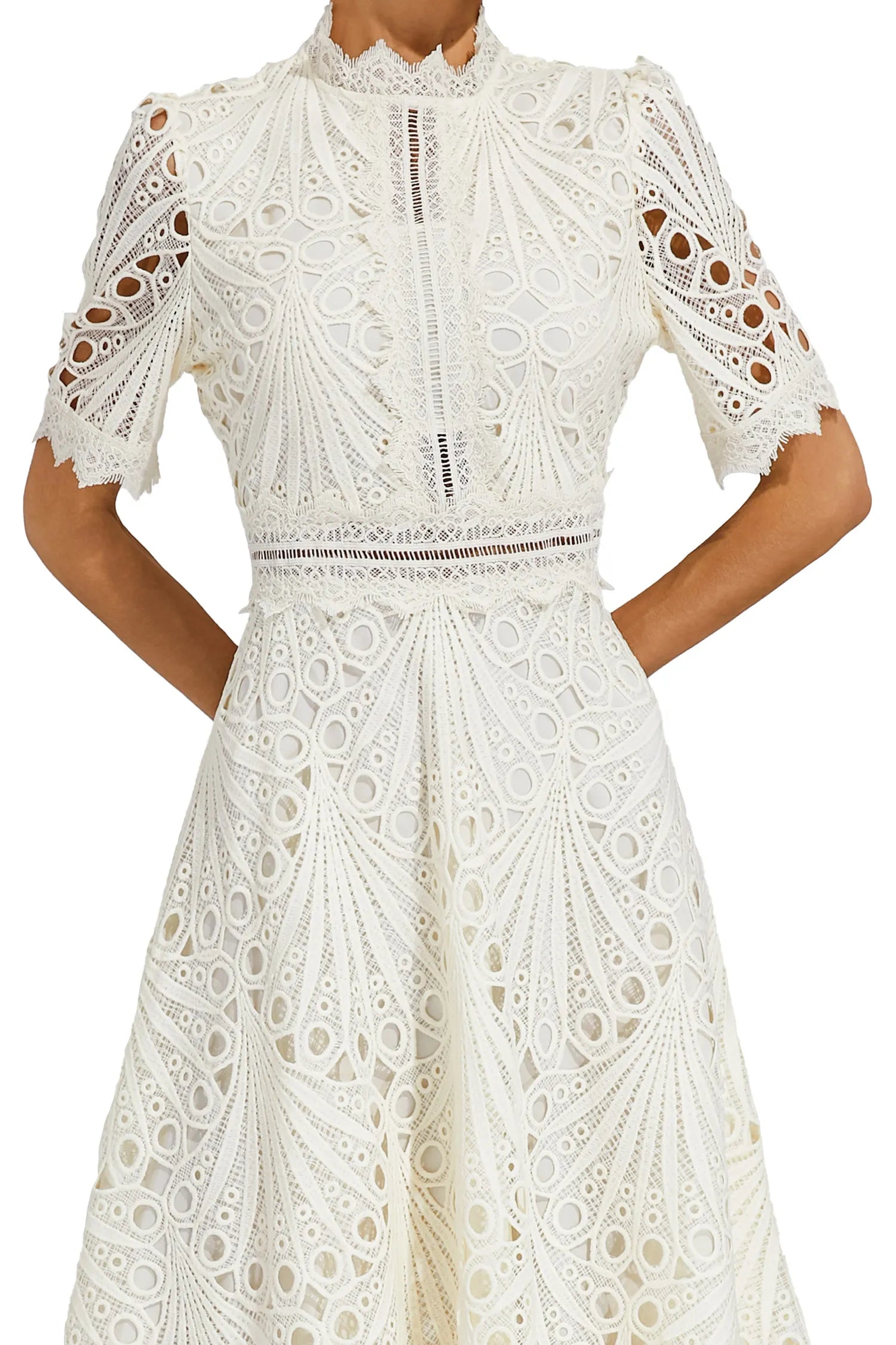Lace Midi Kjole – Elegant Scoop Udsnit til Bryllupper og Særlige Begivenheder