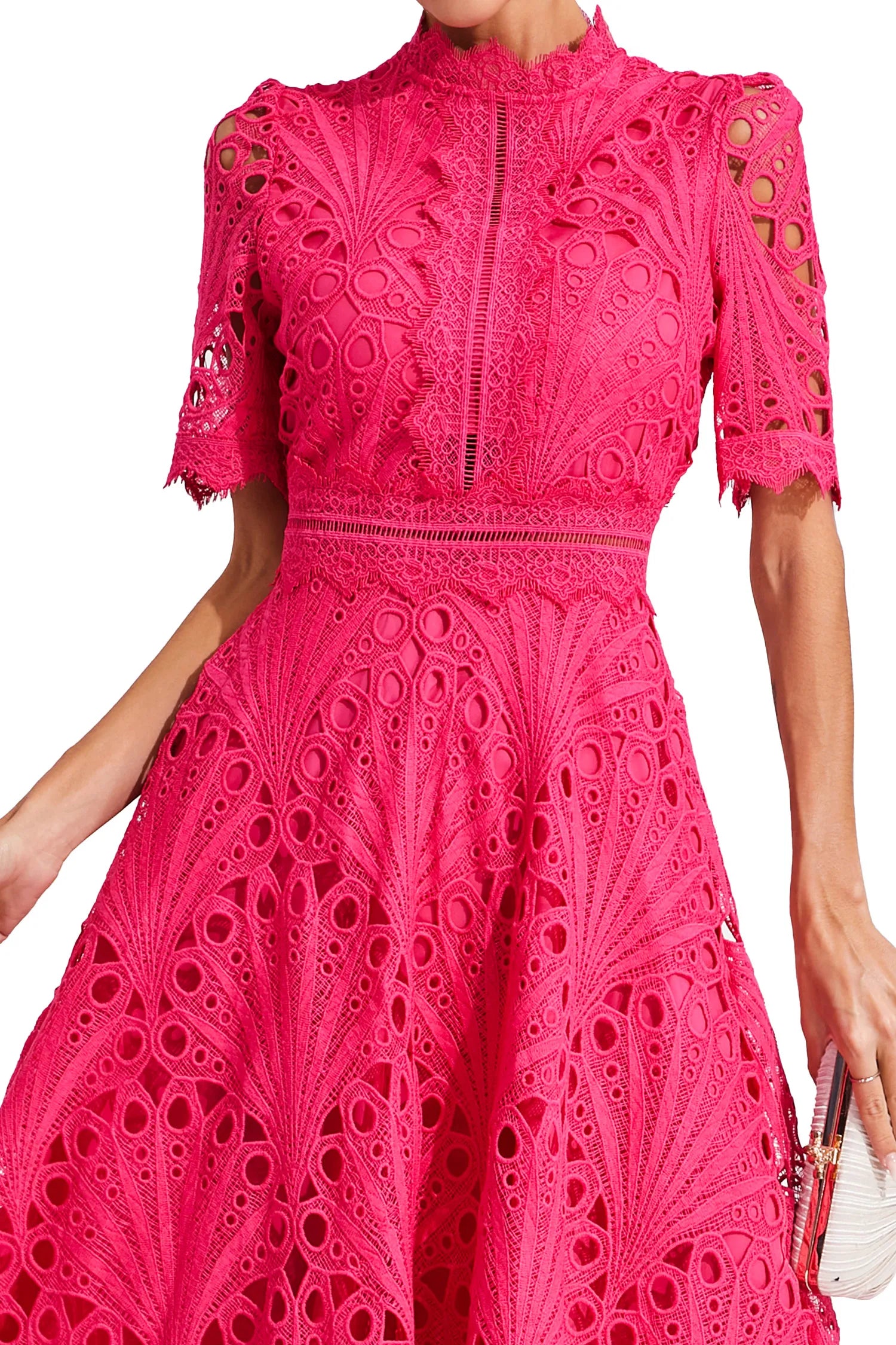 Lace Midi Kjole – Elegant Scoop Udsnit til Bryllupper og Særlige Begivenheder
