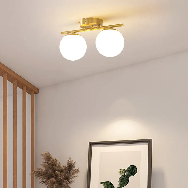 Loftslampe Stue Soveværelse Minimalistisk Glaskugleform Hvid Finish