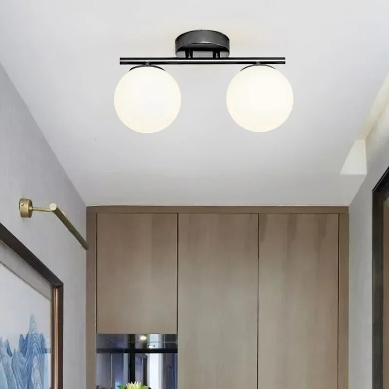 Loftslampe Stue Soveværelse Minimalistisk Glaskugleform Hvid Finish