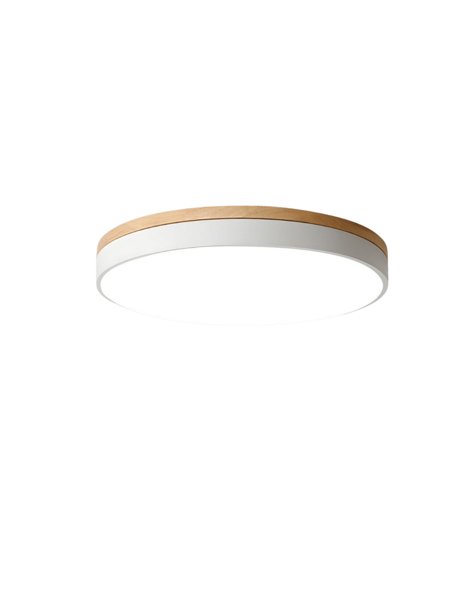 Loftslampe med Naturligt Træ og Grøn Accent