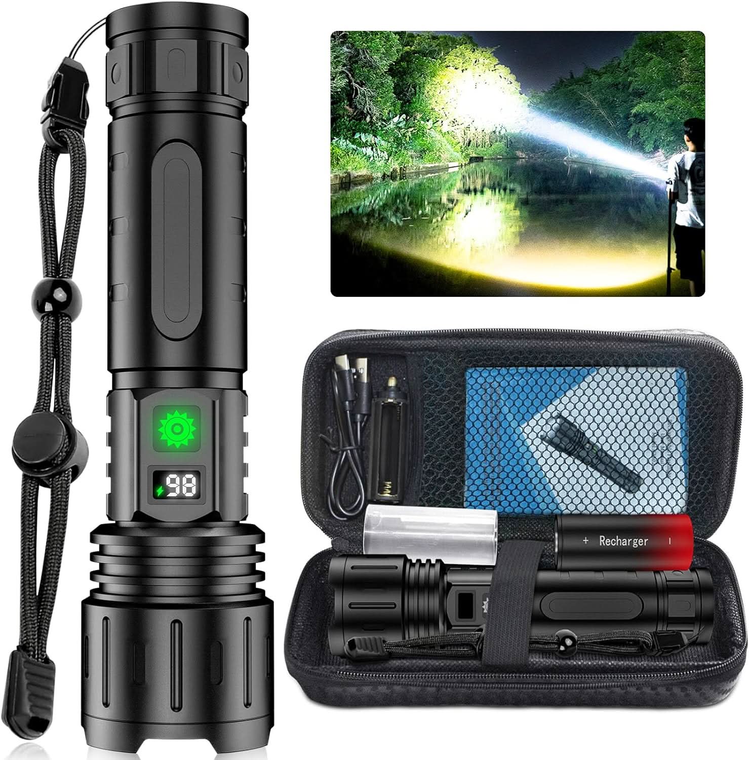 Lommelygte med 100.000 lumen og Powerbank Funktion