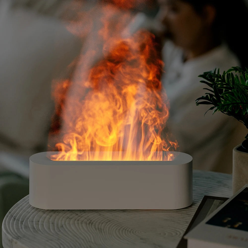 Luftfugter med Flammeeffekt og Aroma Diffuser